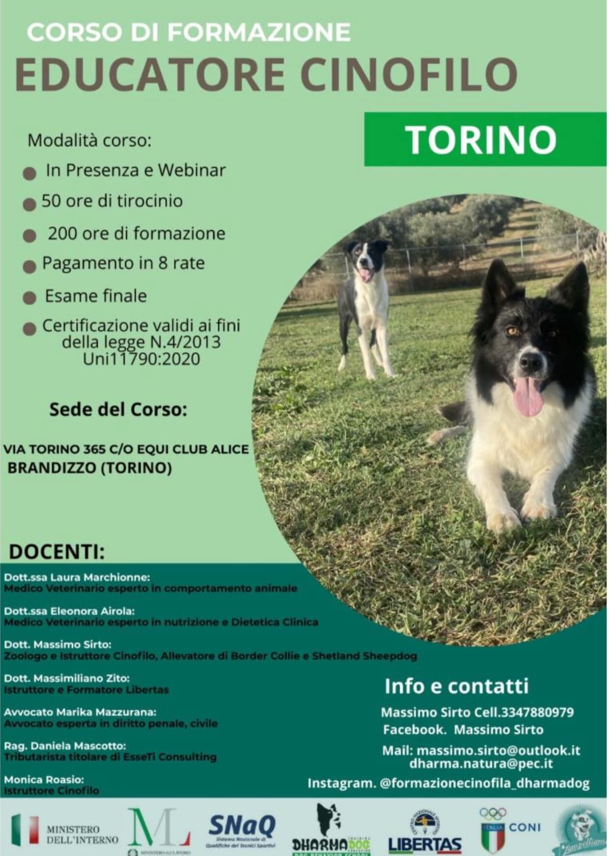 Corso di Formazione Educatori Cinofili Torino 2024